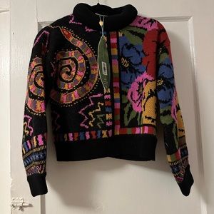 NWT Farm Rio mixed scarves sweater